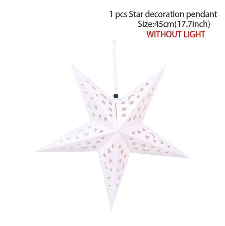 35/45/75cm Hollow Out Star Hanging Pendant Eid Mubarak Decorative Home Islam Muslim Light Paper Lantern Stars Lampshade Decor