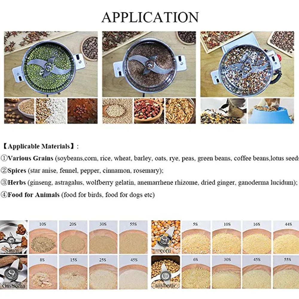 800g Swing Type Spices Grinder Grains Spices Hebals Cereals Dry Food Grinder  Electric Grain Mill Grinder Powder Crusher