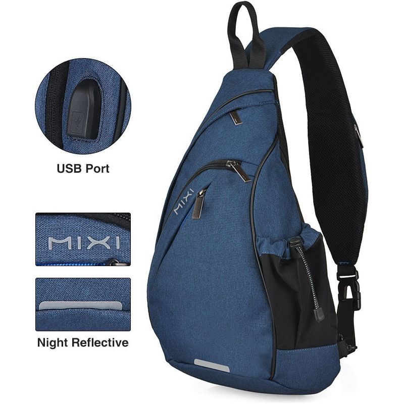 Mixi Men One Shoulder Backpack men Sling Bag Crossbody USB Boys Cycling Sports Travel Versatile Fashion Bag Student School - Jointcorp