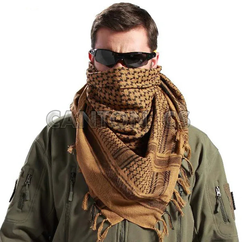 Military Tactical Unisex Arab Shemag Cotton Scarves Hunting Paintball Army Head Scarf Face Mesh Combat Desert Bandanas