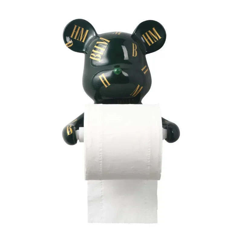 Creative Light Luxury Violent Bear Roll Paper Tube Kitchen Bathroom Wall Hanging Punch-Free Multifunctional Tissue Towel Rack