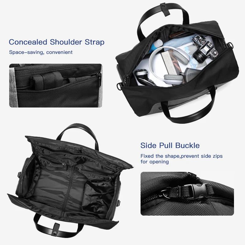 OZUKO Multifunction Men Suit Storage Travel Bag Large Capacity Luggage Handbag Male Waterproof Travel Duffel Bag Shoes Pocket