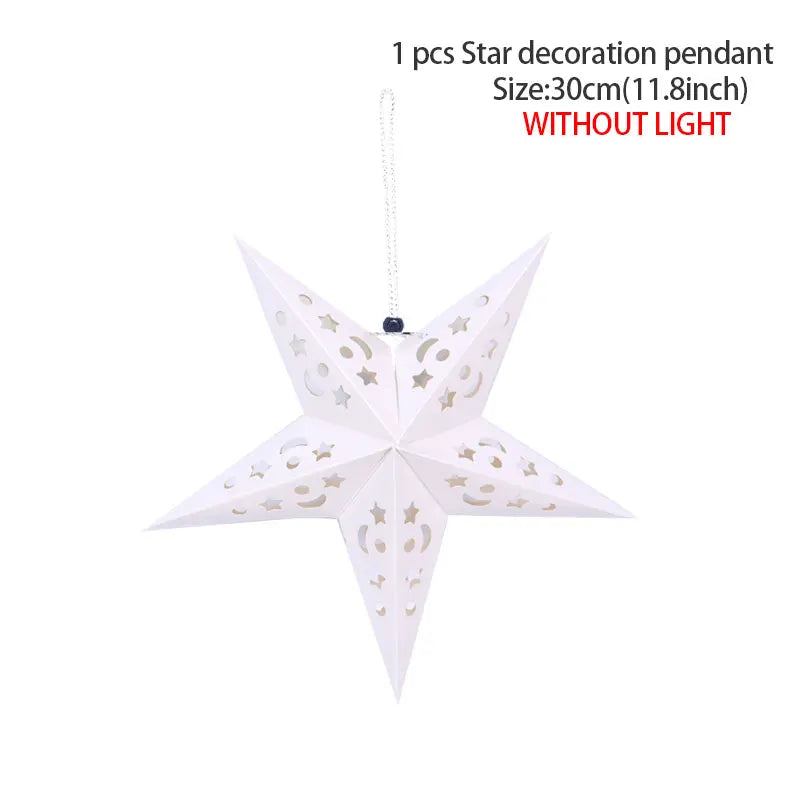 35/45/75cm Hollow Out Star Hanging Pendant Eid Mubarak Decorative Home Islam Muslim Light Paper Lantern Stars Lampshade Decor