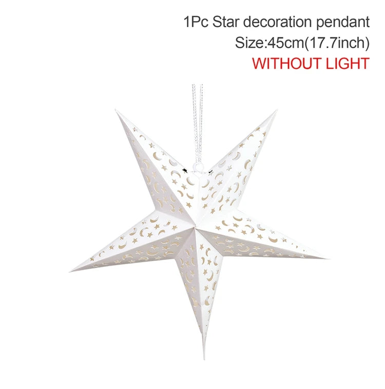 Eid Mubarak Hollow Star Hanging Pendant Ramadan Decoration For Home 2025 Islam Muslim Party Eid Al Adha Kareem Light Gifts