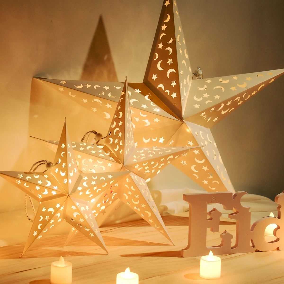 Eid Mubarak Hollow Star Hanging Pendant Ramadan Decor For Home 2025 Islam Muslim Party Mubarak Light Gifts Eid Al Adha Kareem