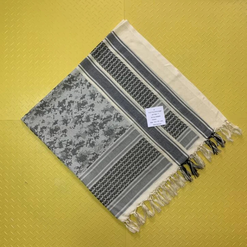 Tactical Arab Cotton Shemags Hunting Military Shemagh Face Neckwarmer Palestinian Keffiyeh For Men's Women's Scarf Desert Black