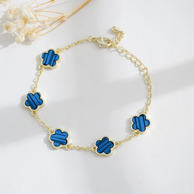 Real Gold Plated Five Petal Flower Bracelet For Women - Jointcorp