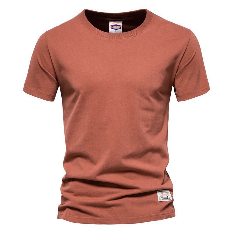 Men's Fashion Casual Solid Color American Crew Neck Cotton Short Sleeve - Jointcorp