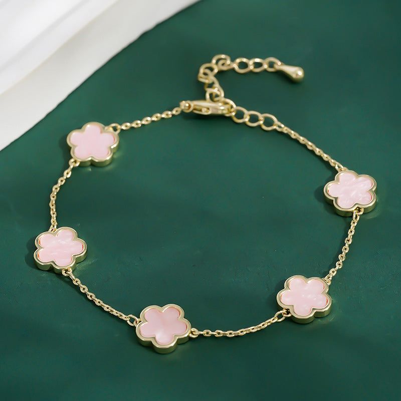 Real Gold Plated Five Petal Flower Bracelet For Women - Jointcorp