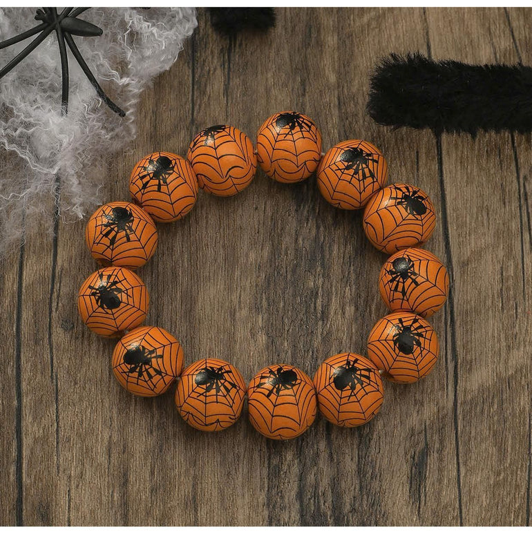 Personalized Fashion Pumpkin Spider Printed Beaded Bracelet - Jointcorp