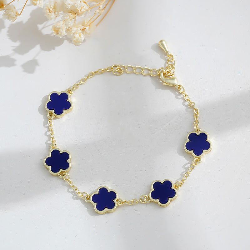 Real Gold Plated Five Petal Flower Bracelet For Women - Jointcorp