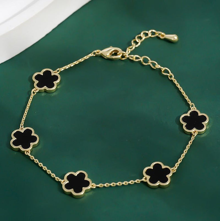 Real Gold Plated Five Petal Flower Bracelet For Women - Jointcorp