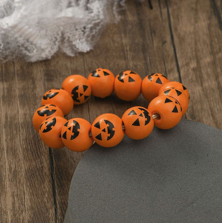 Personalized Fashion Pumpkin Spider Printed Beaded Bracelet - Jointcorp