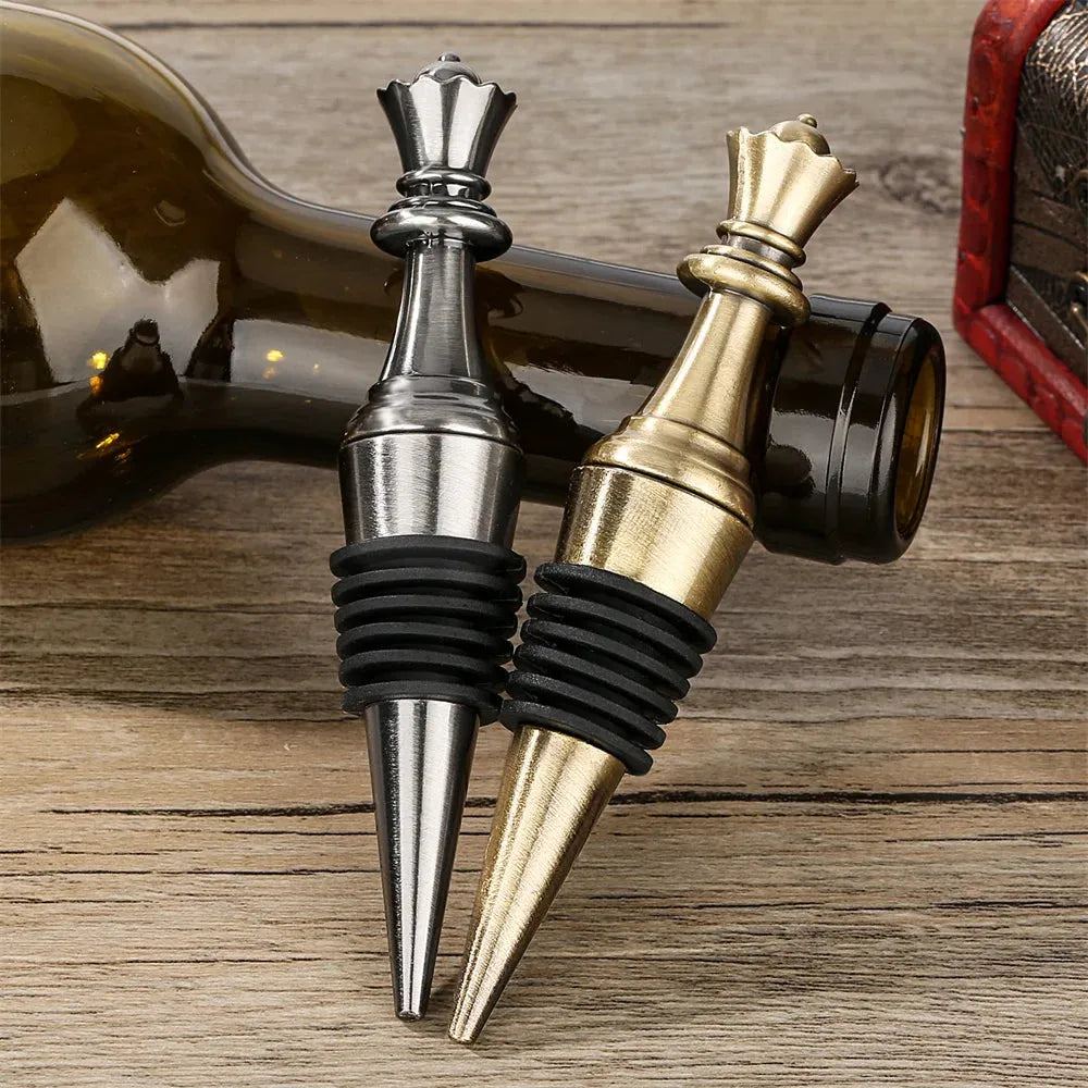 Metal Bottle Stopper Chess King/Queen Design Wine Champagne Saver Stoppers Beer Seal Wine Stoppers Unique Wine Accessory Gift