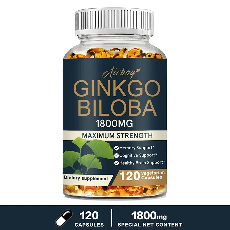 Ginkgo Biloba - Helps Maintain Brain Power, Energy, Memory, Concentration, Anti-Fatigue, Antioxidant