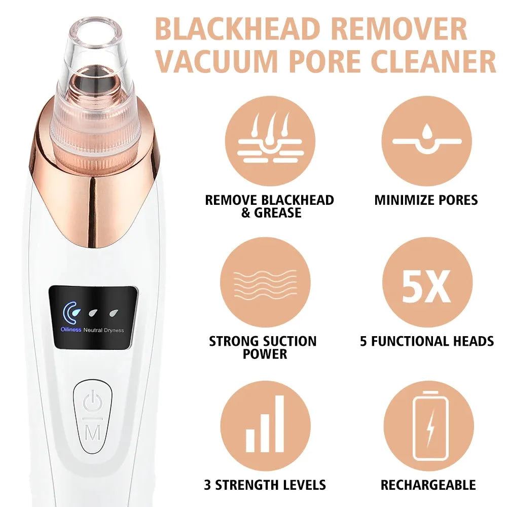 Electric Blackhead Remover Vacuum Acne Cleaner Black Spots Removal Facial Deep Cleansing Pore Cleaner Machine for Skin Care Tool