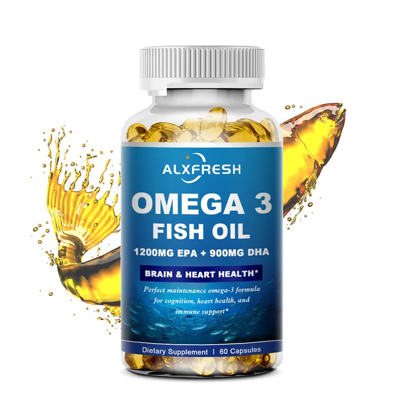 Alxfresh Omega 3 Fish Oil –3600mg High EPA 1300mg DHA 900mg–120/60 Capsule Dietery Supplement Health Support Non-GMO Gluten Free