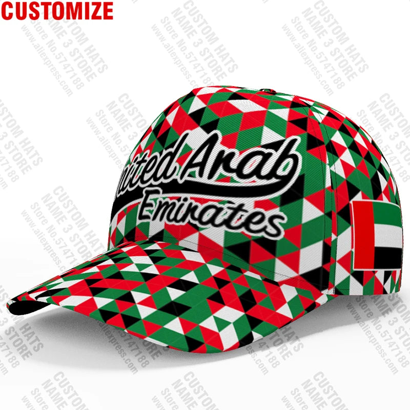 United Arab Emirates Baseball Cap Free 3d Custom Made Name Team Logo Ae Hat Are Country Travel Islam Nation Arabic Flag Headgear