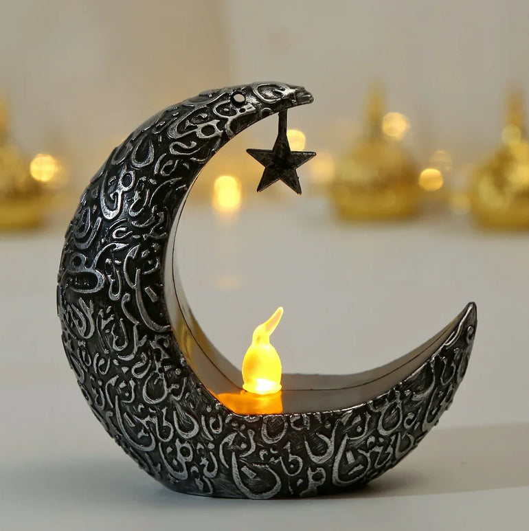 Eid Mubarak Starry Moon Led Candlestick Ramadan Kareem Moon Star Castle Light Happy Eid Mubarak Party 2025 Islamic Muslim Decor