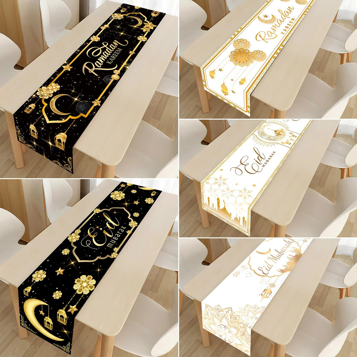 Ramadan Decoration Table Runner EID Mubarak Decor 2024 For Home Tablecloth Ramadan Kareem Islamic Muslim Party Eid Al-Fitr Gifts