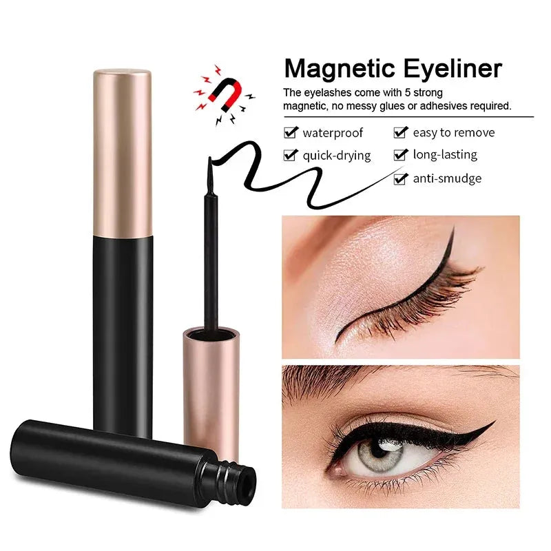 1/2Pcs Black Magnetic Eyeliner Glue False Eyelash Extension Magic Self-adhesive Liquid Eyeliner Eye Makeup No Blooming Cosmetics