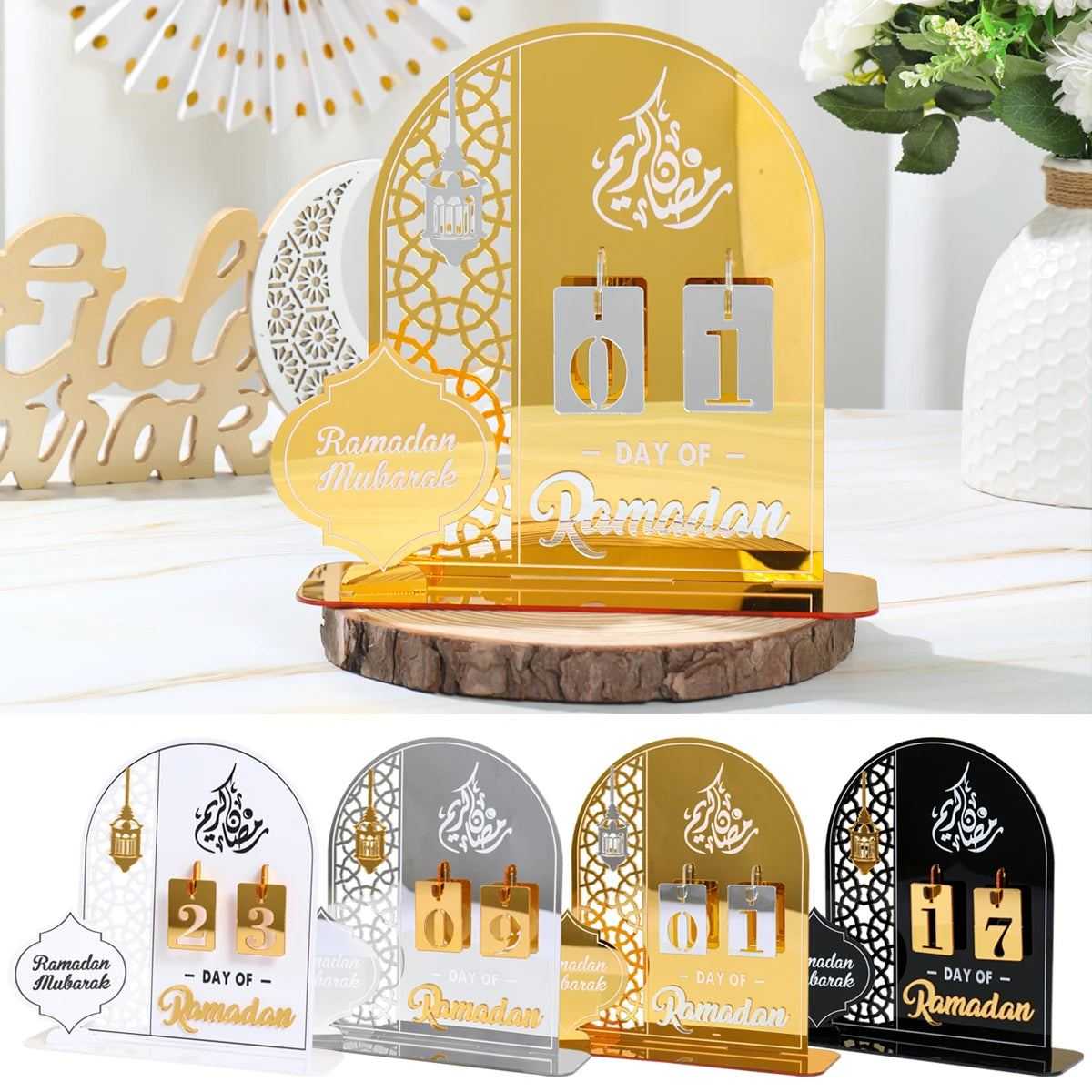 Acrylic Ramadan Countdown Calendar Ornaments Gifts Eid Mubarak Ramadan Decor For Home 2025 Kareem Islamic Muslim Party Supplies