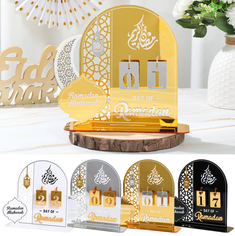 Acrylic Ramadan Countdown Calendar Ornaments Gifts Eid Mubarak Ramadan Decor For Home 2025 Kareem Islamic Muslim Party Supplies