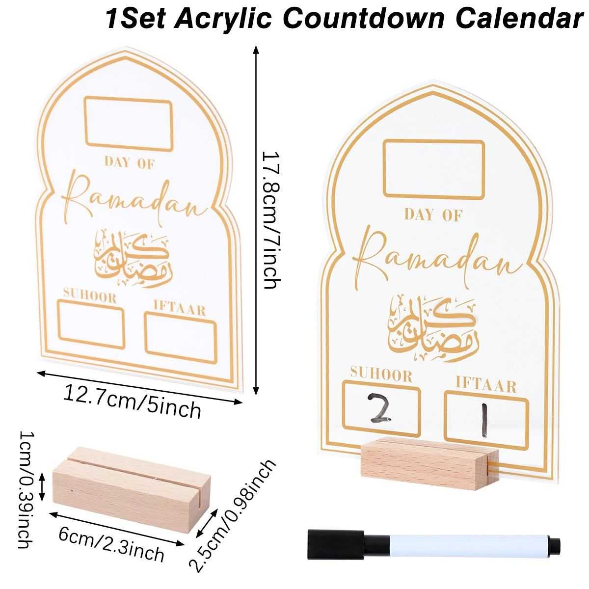 Ramadan Kareem Countdown Calendar Ornament Eid Mubarak Decoration 2025 For Home Muslim Islamic Festival Eid Al-Fitr Party Favors