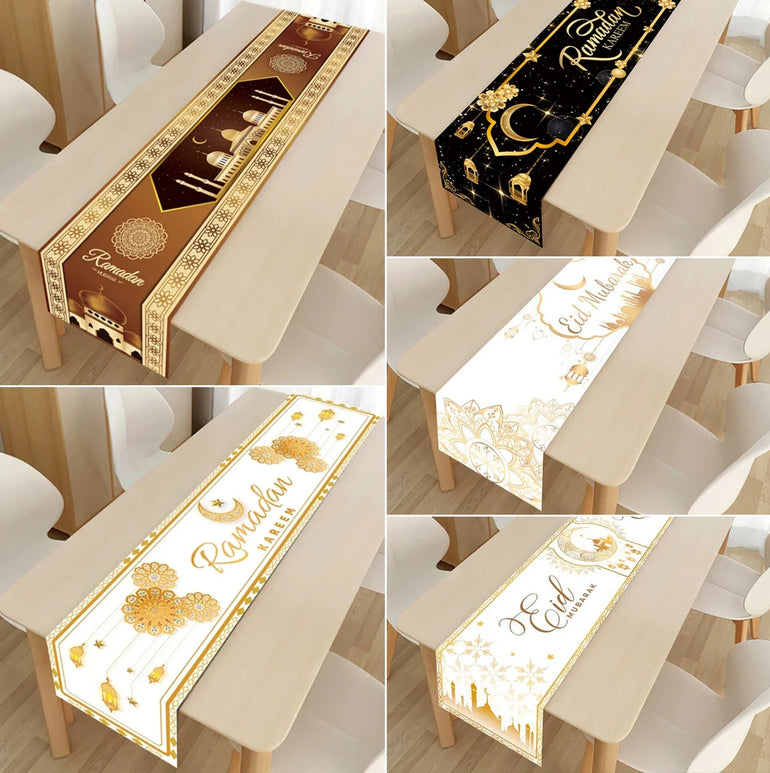 Ramadan Decoration Table Runner EID Mubarak Decor 2025 For Home Tablecloth Ramadan Kareem Islamic Muslim Party Eid Al-Fitr Gifts