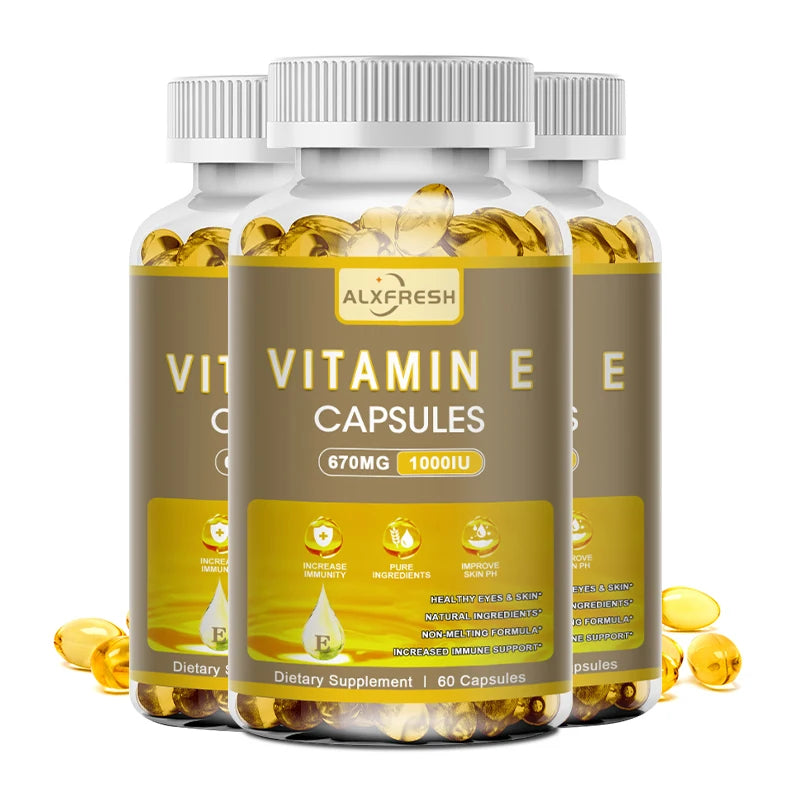 Alxfresh Vitamin E 670 mg (1000 IU) Dietery Supplement- Natural Antioxidant Support Cellular Respiration & Cardiovascular Health