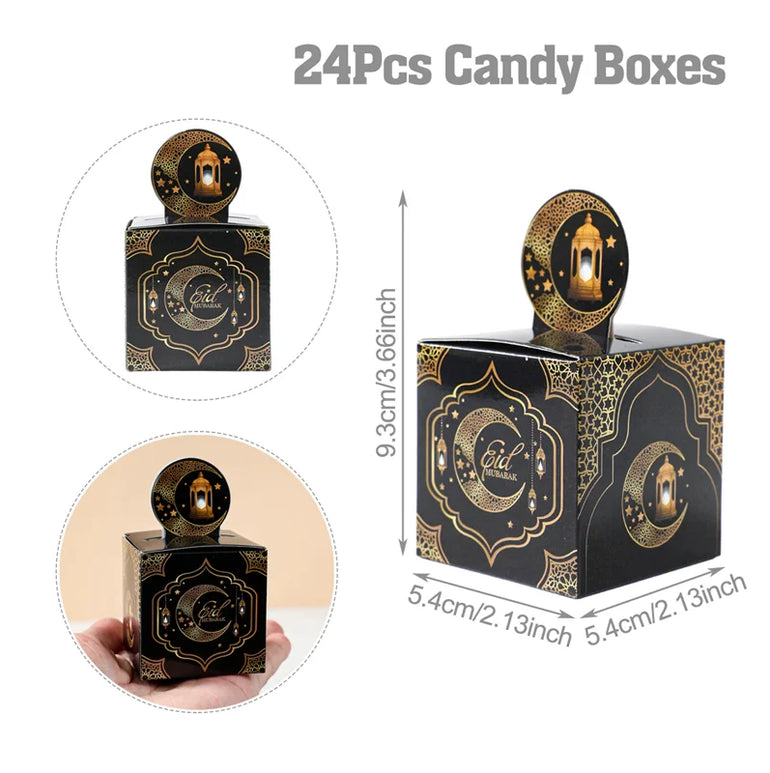 EID Mubarak Decor Triangle Candy Boxes Ramadan Decor 2025 Gift Box Ramadan Kareem Islamic Muslim Party Eid Al Adha Gifts