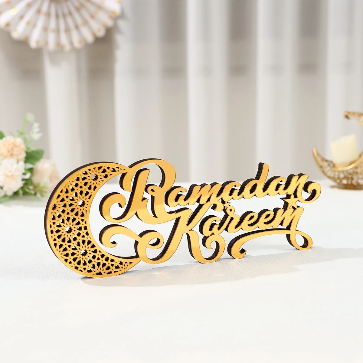 Ramadan Mubarak Acrylic Ornament 2025 Eid Mubarak Ramadan Kareem Decoration for Home Islamic Muslim Party Decor Eid Al Adha Gift