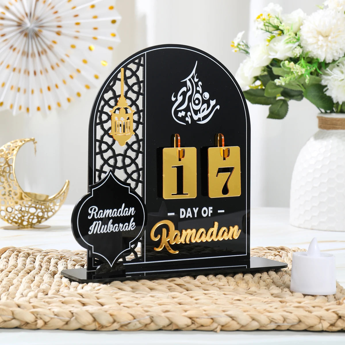 Ramadan Countdown Calendar Acrylic Eid Mubarak Ornament Kareem Ramadan Decoration 2025 For Home Islamic Muslim Party Decor Gifts