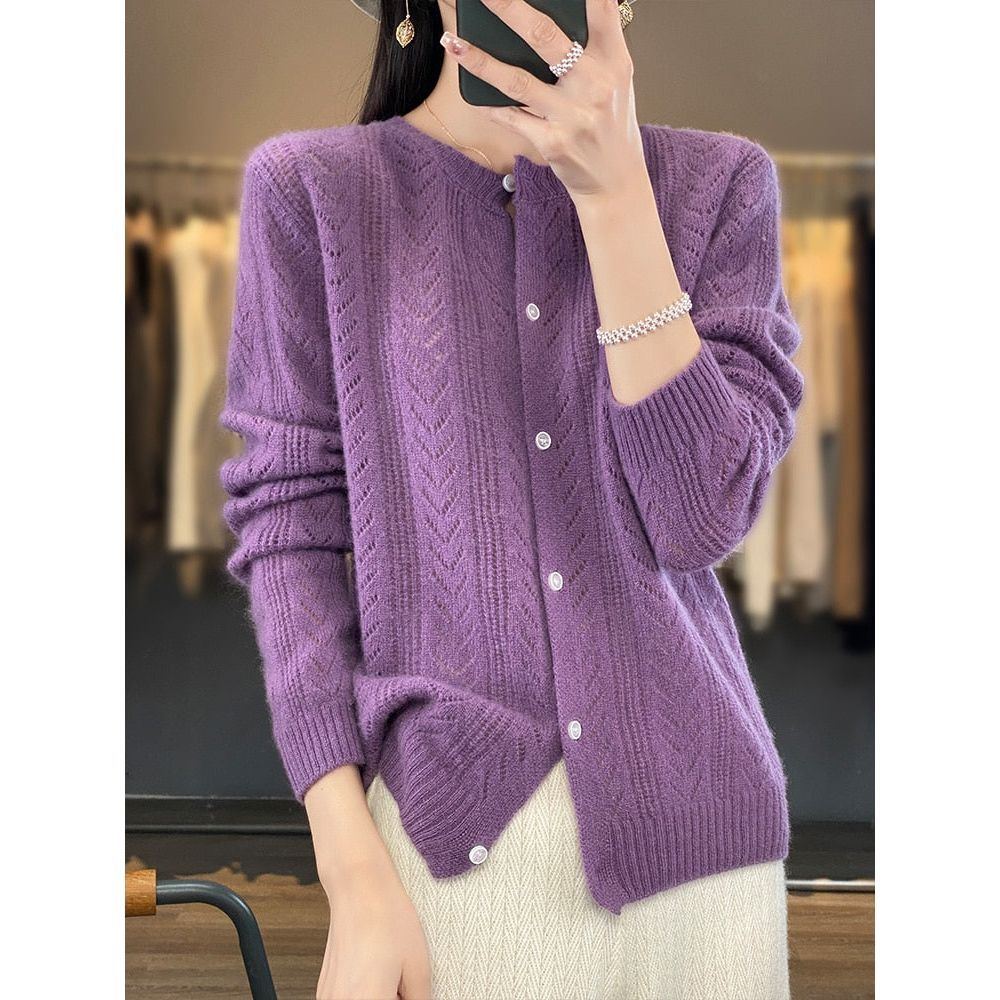 Plus size Wool Cardigan Womens Clothing O-neck Sweater Mujer Long Sleeve Tops - Jointcorp