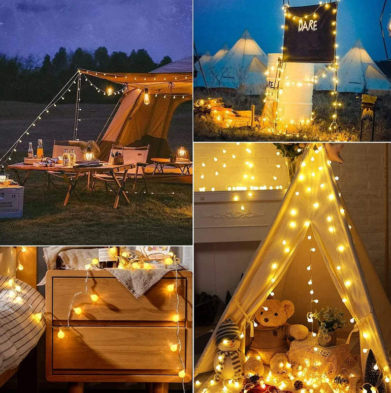 10M Small Ball Fairy Lights Globe String Lights USB/Battery Operated for Garden Christmas Bedroom Wedding Camping Tent Decor