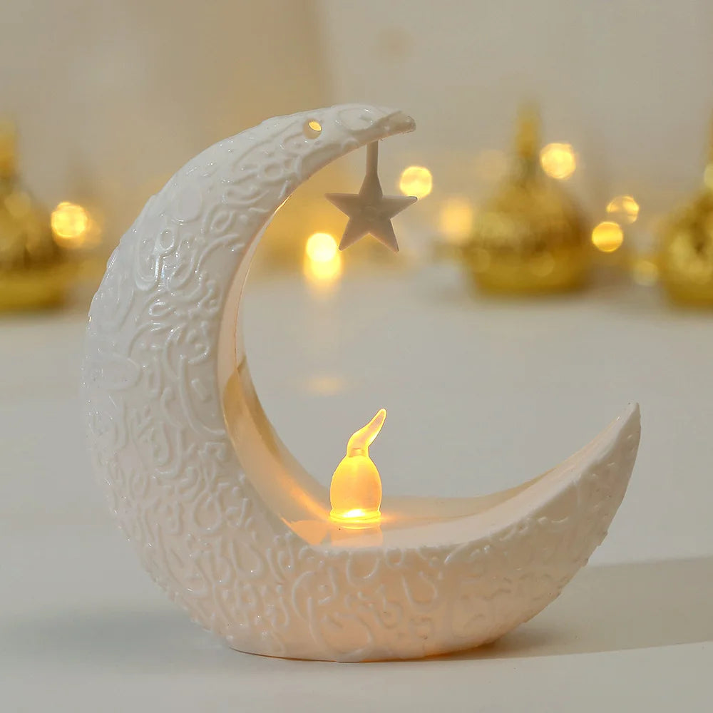 Eid Mubarak Starry Moon Led Candlestick Ramadan Kareem Moon Star Castle Light Happy Eid Mubarak Party 2025 Islamic Muslim Decor