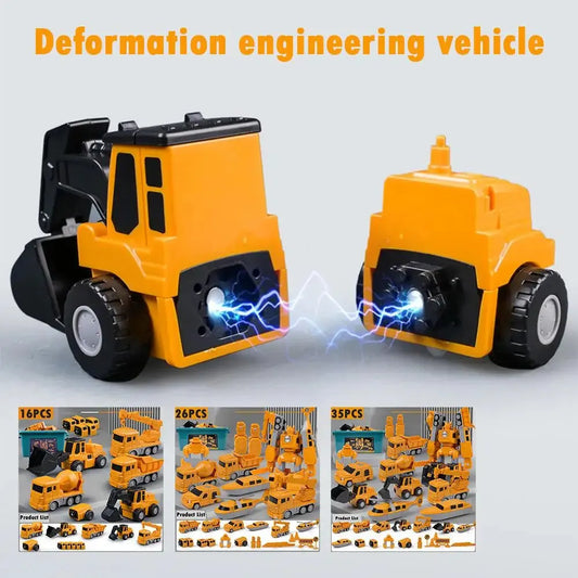 Magnetic Transform Engineering Car Assembled Toys With Construction Storage Play Construction Vehicles Kids' Box Vehicl Toy