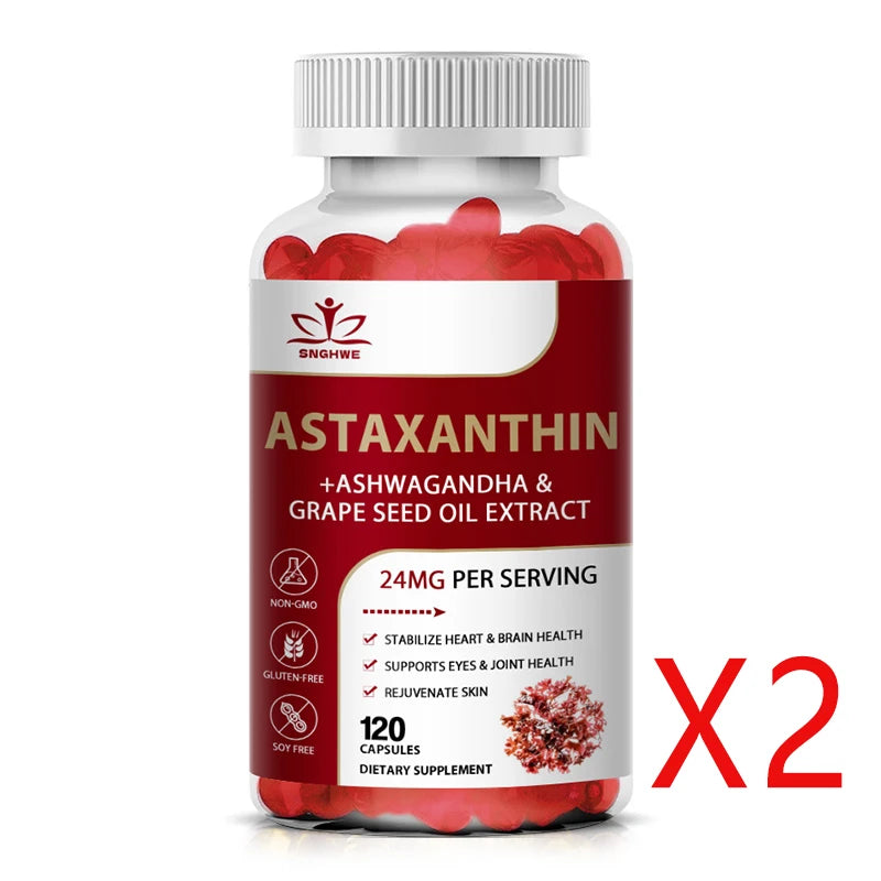 SNGHWE 24mg Astaxanthin Capsules Improves Eye, Joint, Skin Health And Energy Levels-Supports Heart Health, Immune System