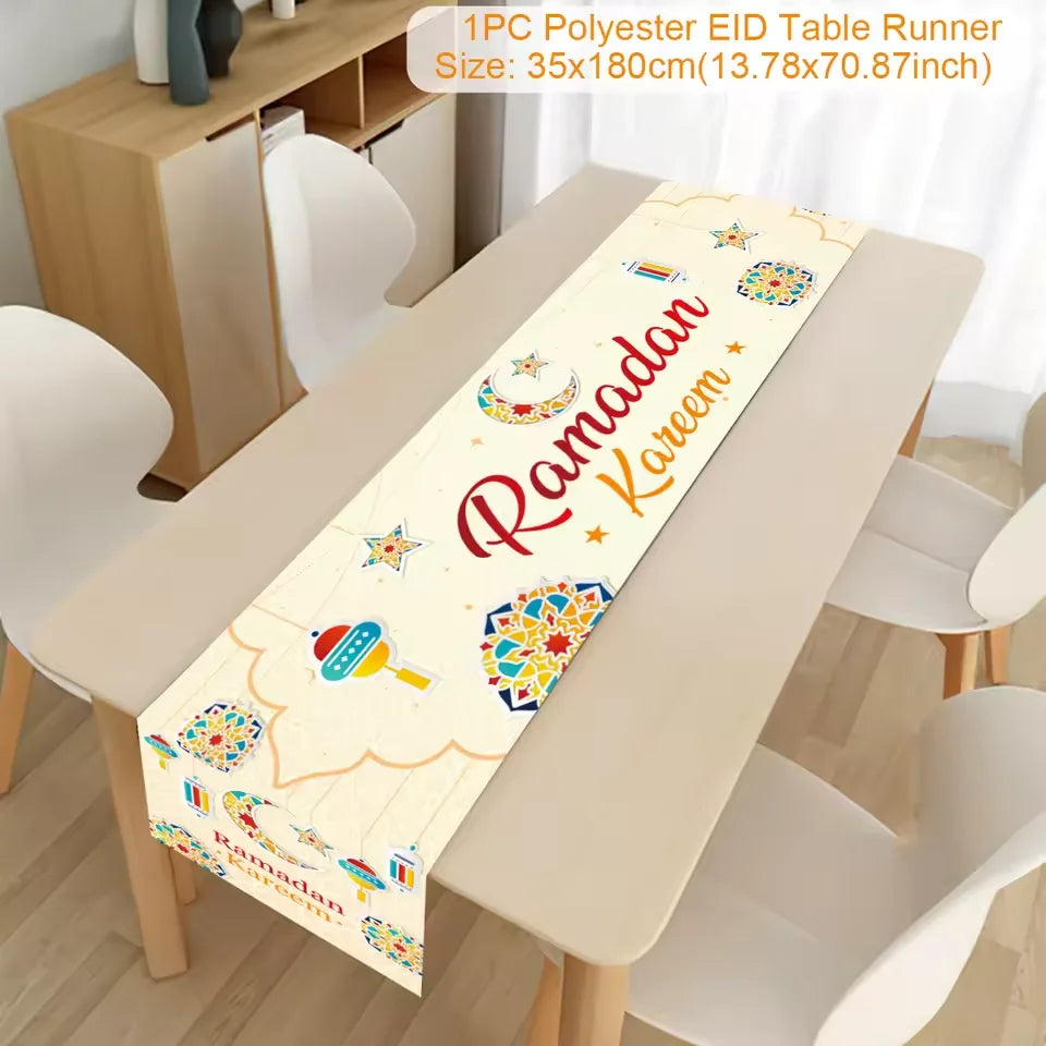 Ramadan Kareem Table Runner Eid Mubarak Decor 2025 for Home Ramadan Mubarak Islamic Muslim Party Eid Al-Fitr Gifts Ramadan Decor