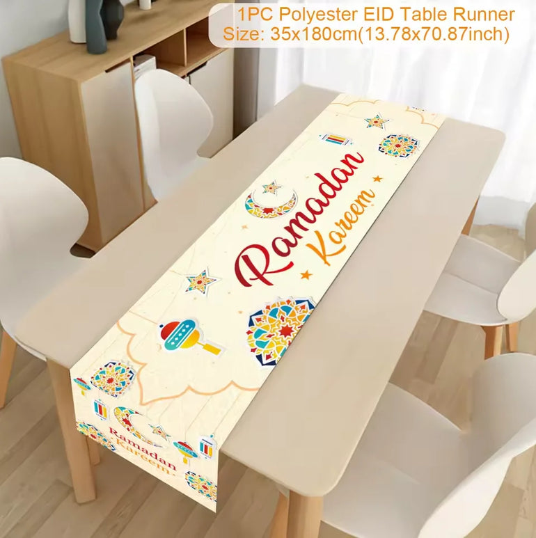 Ramadan Kareem Table Runner Eid Mubarak Decor 2025 for Home Ramadan Mubarak Islamic Muslim Party Eid Al-Fitr Gifts Ramadan Decor