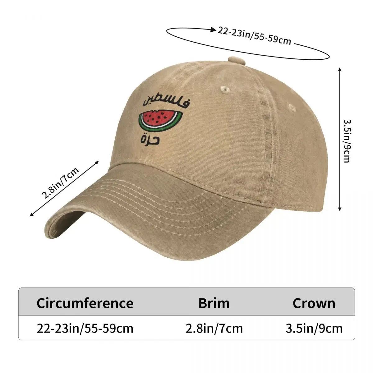 Vintage Palestinian Palestine Watermelon Baseball Cap Men Women Distressed Cotton Headwear Outdoor Unstructured Soft Hat