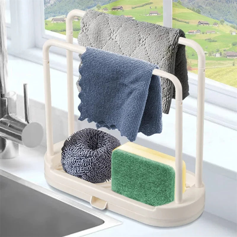 1PCS Detachable Kitchen Dishcloth Holder Rag Hanger Sink Sponge Holder Storage Rack Shelf For Bathroom Scrubber Brush Organizer