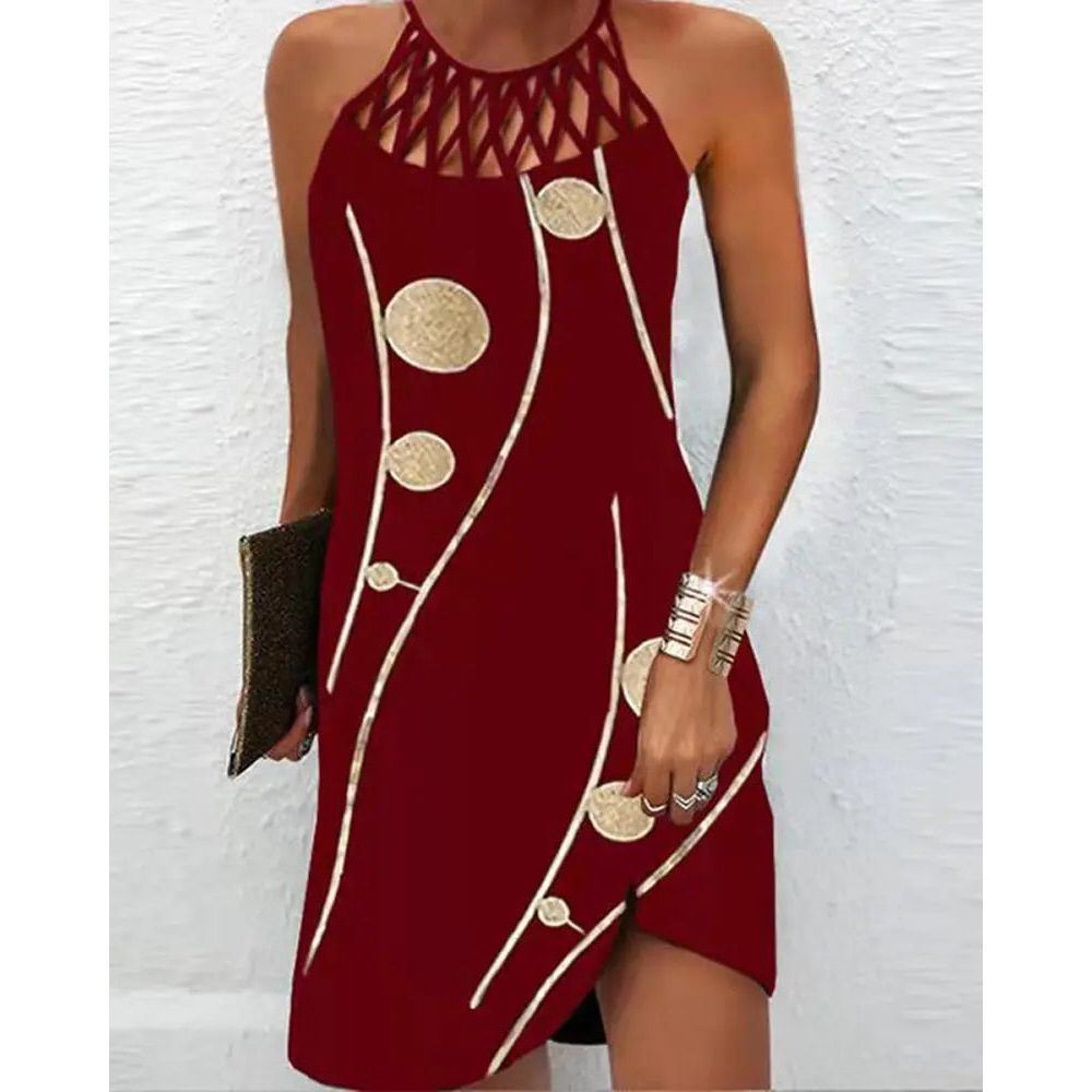 Women's dresses 2022 summer new Casual Sleeveless Vintage Tribal Print Cutout Daily Dress - Jointcorp