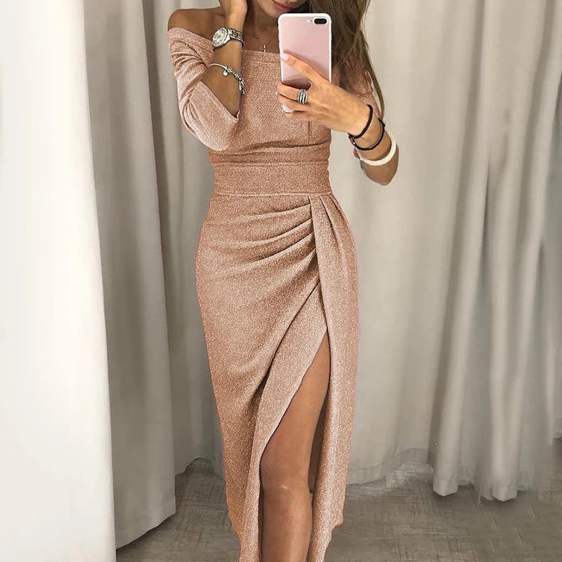 Spring Summer Women Clothes 2022 Elegant Long Dress Sexy Club Dress Evening Party Women Dresses Off Shoulder High Waist Vestido