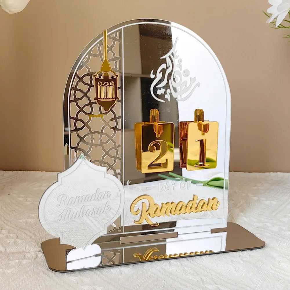 Ramadan Countdown Calendar Acrylic Eid Mubarak Ornament Kareem Ramadan Decoration 2025 For Home Islamic Muslim Party Decor Gifts