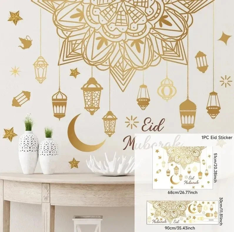 Eid Mubarak Wall Window Stickers Ramadan Decorations for Home 2025 Ramadan Kareem Islamic Muslim Party Decor Eid Mubarak Gifts