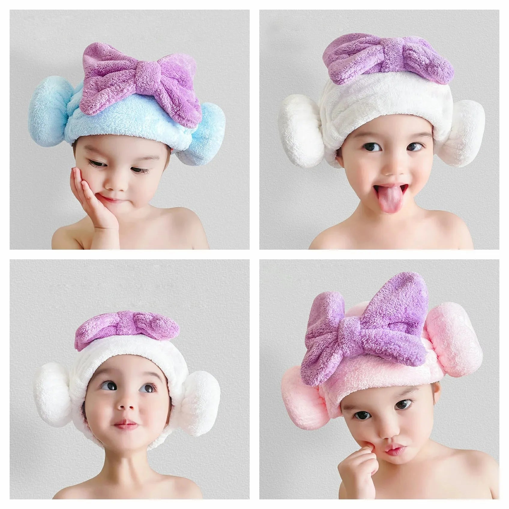 Coral Fleece Quick Hair Drying Bath Towel Shower Cap Spa Bowknot Wrap Towel Hat Cap For Women Bathroom Accessories Bonnets