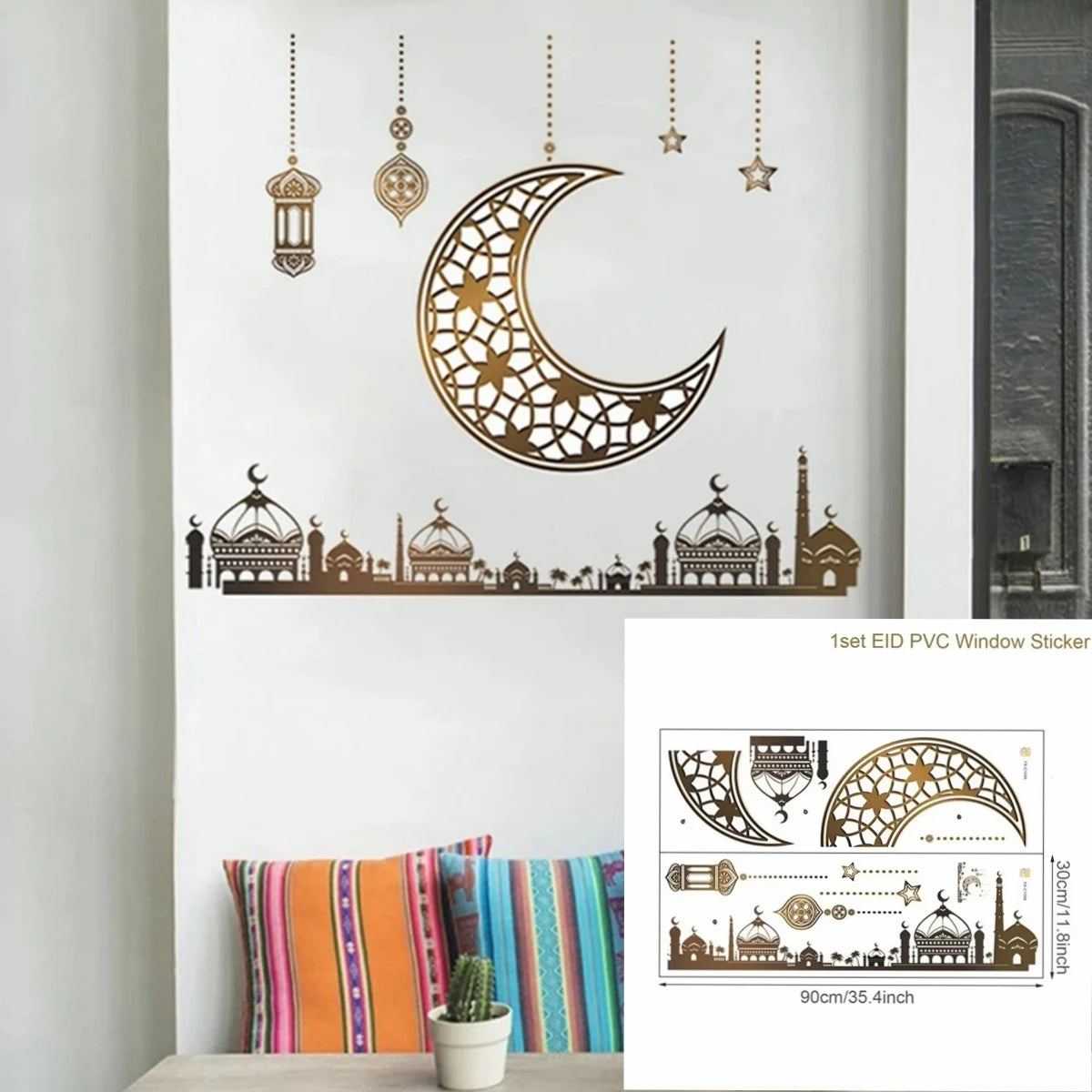 Eid Mubarak Wall Window Stickers Ramadan Decorations for Home 2025 Ramadan Kareem Islamic Muslim Party Decor Eid Mubarak Gifts