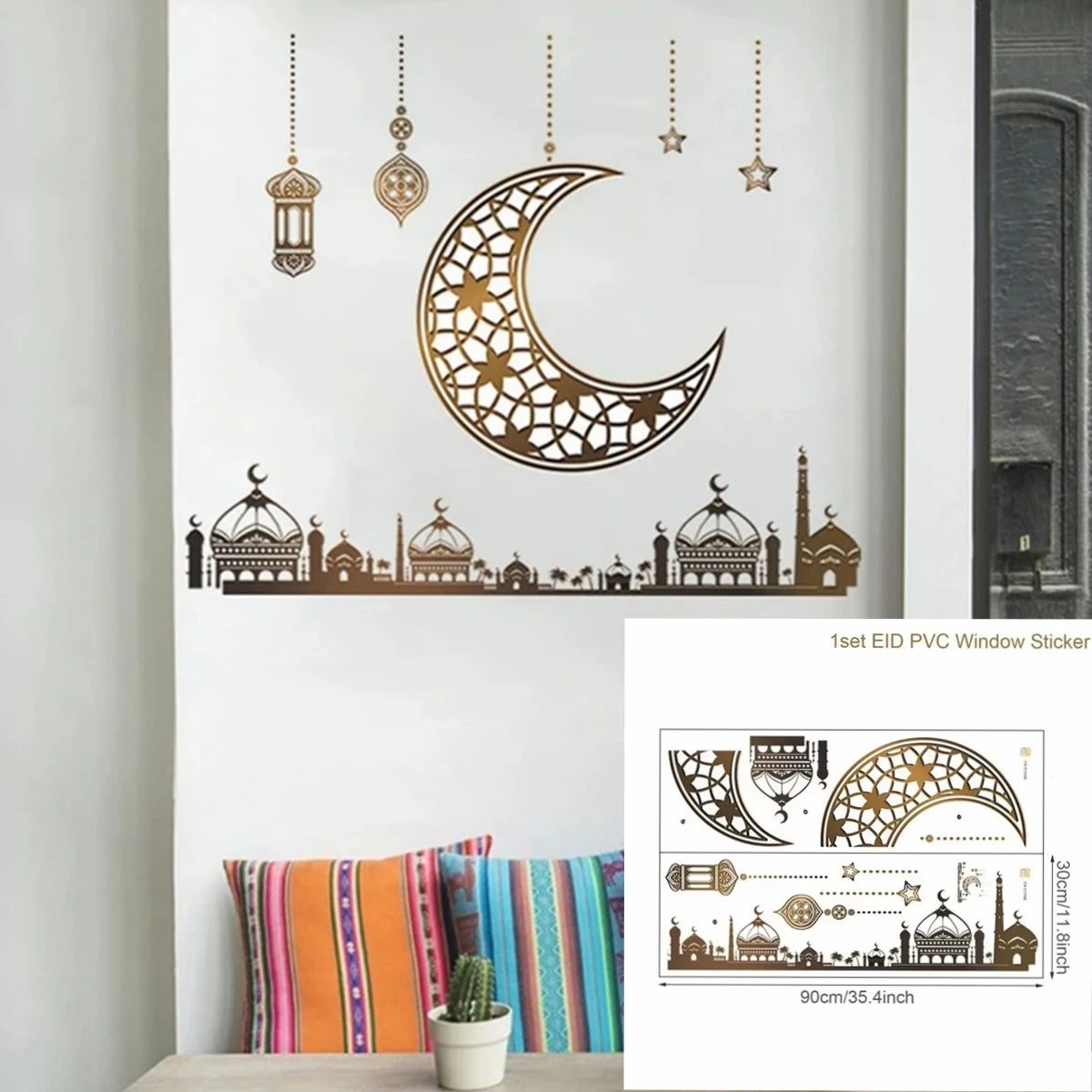 Eid Mubarak Wall Window Stickers Ramadan Decorations for Home 2025 Ramadan Kareem Islamic Muslim Party Decor Eid Mubarak Gifts