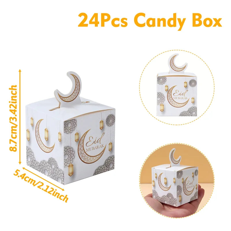 EID Mubarak Decor Triangle Candy Boxes Ramadan Decor 2025 Gift Box Ramadan Kareem Islamic Muslim Party Eid Al Adha Gifts